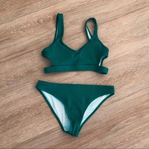 Green ribbed bikini